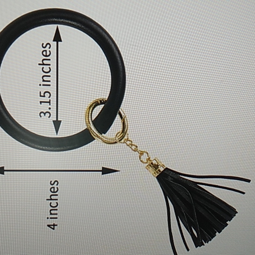 Cocases Key Ring Bracelet & Credit Card Pocket, Tassel Wrist Bangle Black - Picture 2 of 9